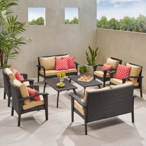 Outdoor 8pc Brown Wicker Seating Set - NH722592 patio chairs, outdoor seating