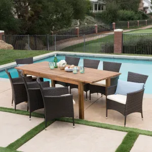 Outdoor 9 Piece Wicker Dining Set with Expandable Dining Table - NH775303 patio chairs, outdoor seating