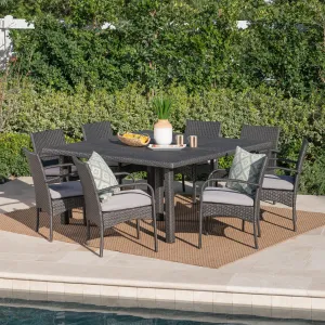 Outdoor 9 Piece Wicker Dining Set with Water Resistant Cushions - NH819303 patio chairs, outdoor seating