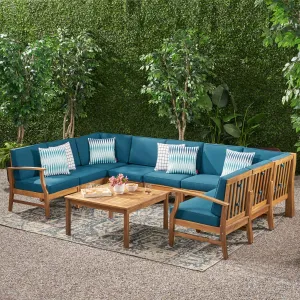 Outdoor 9 Seater Acacia Wood Sectional Sofa Set with Cushions - NH757403 serving bowl, serving dish