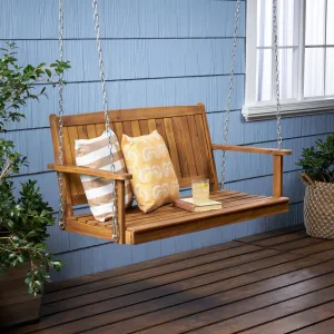 Outdoor Aacia Wood Porch Swing - NH658903 stair tread rug, stair mat
