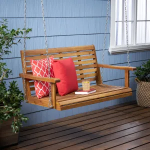 Outdoor Aacia Wood Porch Swing - NH838903 stair tread rug, stair mat