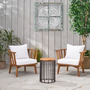 Outdoor Acacia Wood 2 Seater Club Chairs and Side Table Set - NH526903 patio chairs, outdoor seating