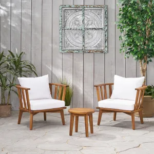 Outdoor Acacia Wood 2 Seater Club Chairs and Side Table Set - NH816903 patio chairs, outdoor seating