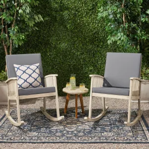 Outdoor Acacia Wood 2 Seater Rocking Chairs and Side Table Set - NH496903 clothes rack, garment rack