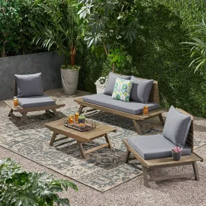 Outdoor Acacia Wood 4 Seater Chat Set - NH166903 cushion cover, soft furnishing