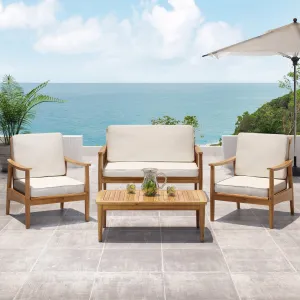 Outdoor Acacia Wood 4 Seater Chat Set with Coffee Table - NH546213 clothes rack, garment rack