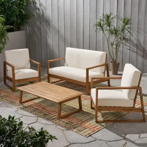 Outdoor Acacia Wood 4 Seater Chat Set with Coffee Table - NH863013 cushion cover, soft furnishing