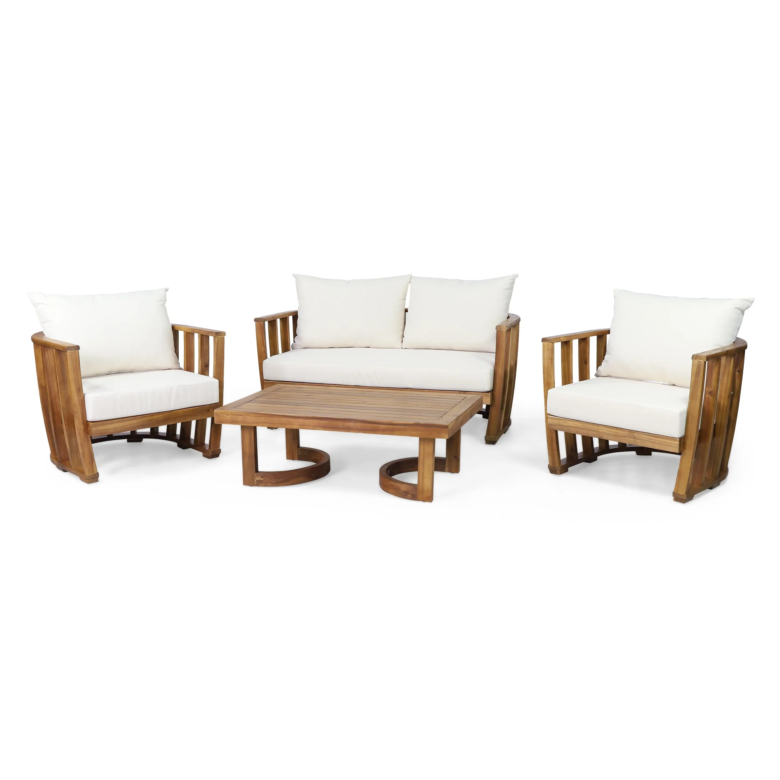 Outdoor Acacia Wood 4 Seater Chat Set with Cushions - NH479313 clothes rack, garment rack