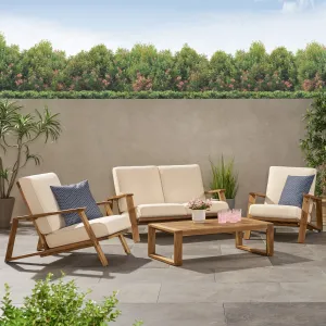 Outdoor Acacia Wood 4 Seater Chat Set with Cushions - NH684213 clothes rack, garment rack
