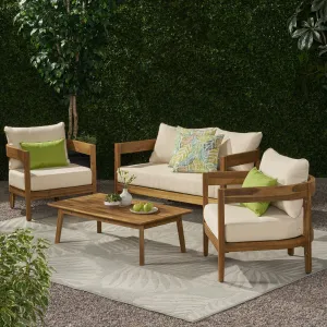 Outdoor Acacia Wood 4 Seater Chat Set with Cushions - NH993213 clothes rack, garment rack