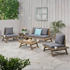 Outdoor Acacia Wood 4 Seater Chat Set with Side Table and Coffee Table - NH066903 cushion cover, soft furnishing