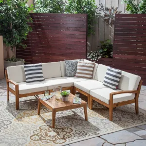 Outdoor Acacia Wood 5 Seater Sectional Sofa Set with Coffee Table - NH935603 serving bowl, serving dish
