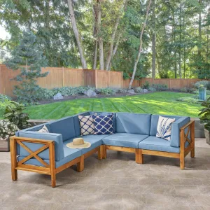 Outdoor Acacia Wood 5 Seater Sectional Sofa Set with Water-Resistant Cushions - NH807603 serving bowl, serving dish