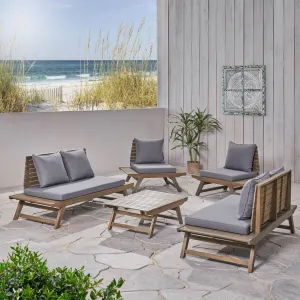 Outdoor Acacia Wood 6 Seater Chat Set - NH266903 cushion cover, soft furnishing
