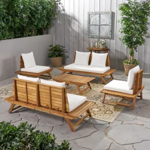 Outdoor Acacia Wood 6 Seater Chat Set - NH866903 cushion cover, soft furnishing