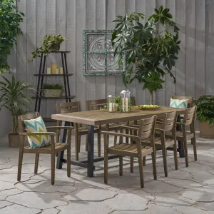 Outdoor Acacia Wood 8 Seater Dining Set - NH346903 patio chairs, outdoor seating