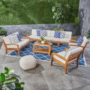 Outdoor Acacia Wood 8 Seater Sectional Chat Set with Coffee Table - NH155603 patio chairs, outdoor seating