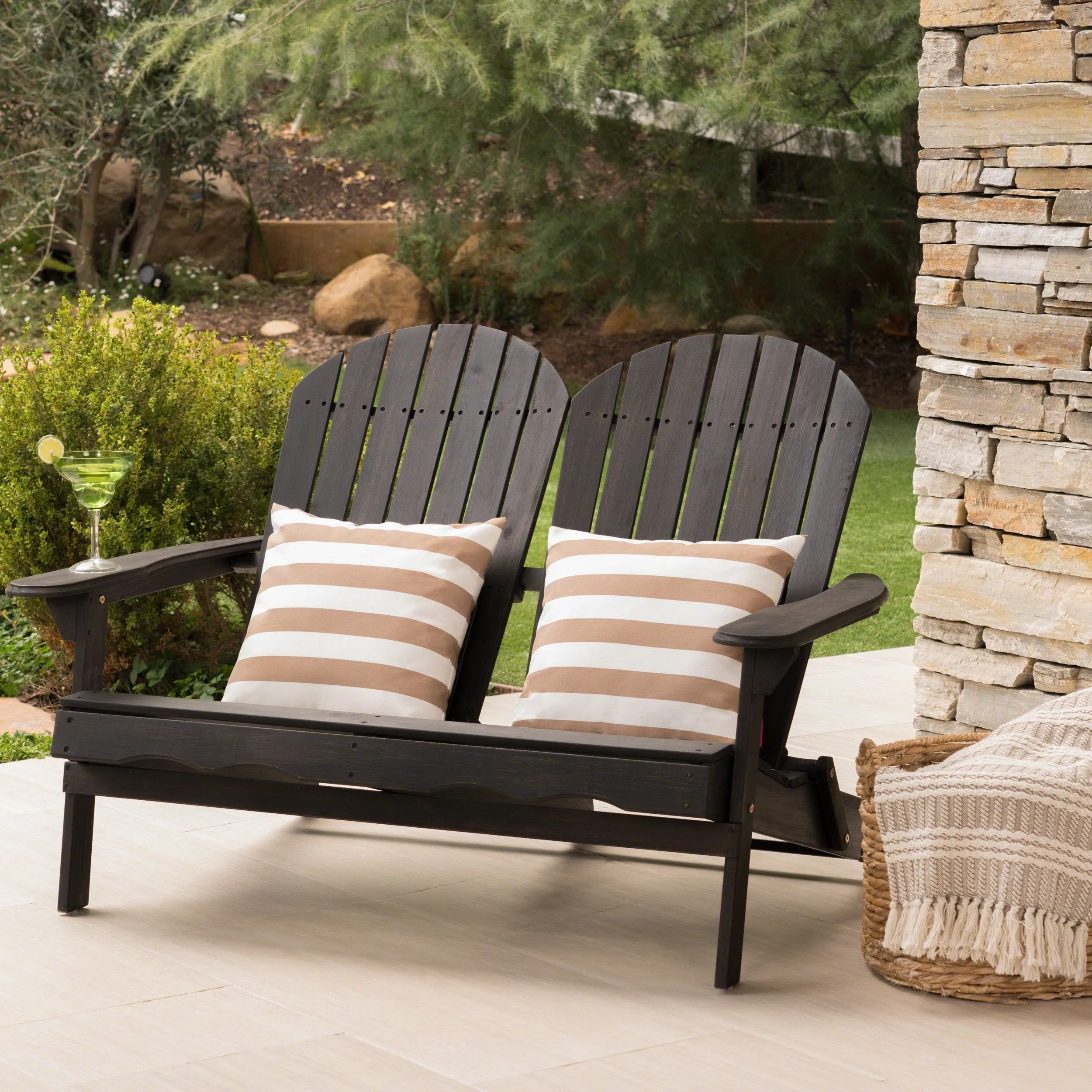 Outdoor Acacia Wood Adirondack Loveseat - NH230403