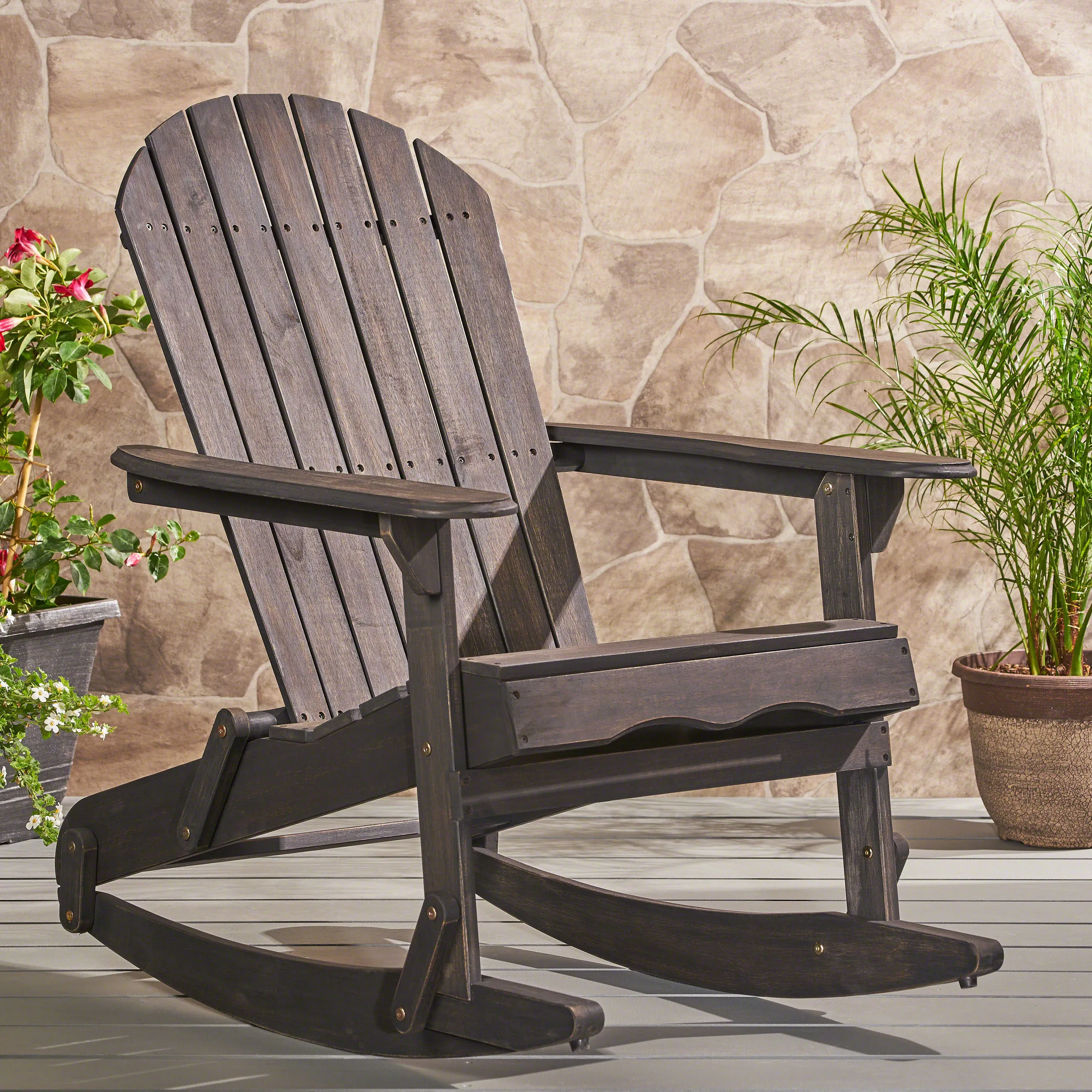 Outdoor Acacia Wood Adirondack Rocking Chair - NH430403