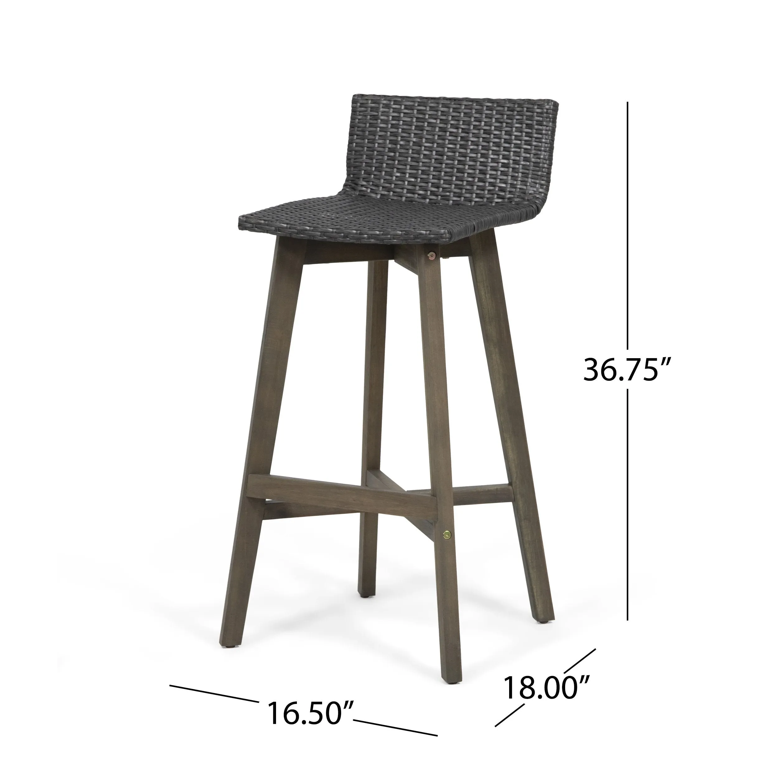 Outdoor Acacia Wood & Wicker Barstools (Set of 2) - NH910013