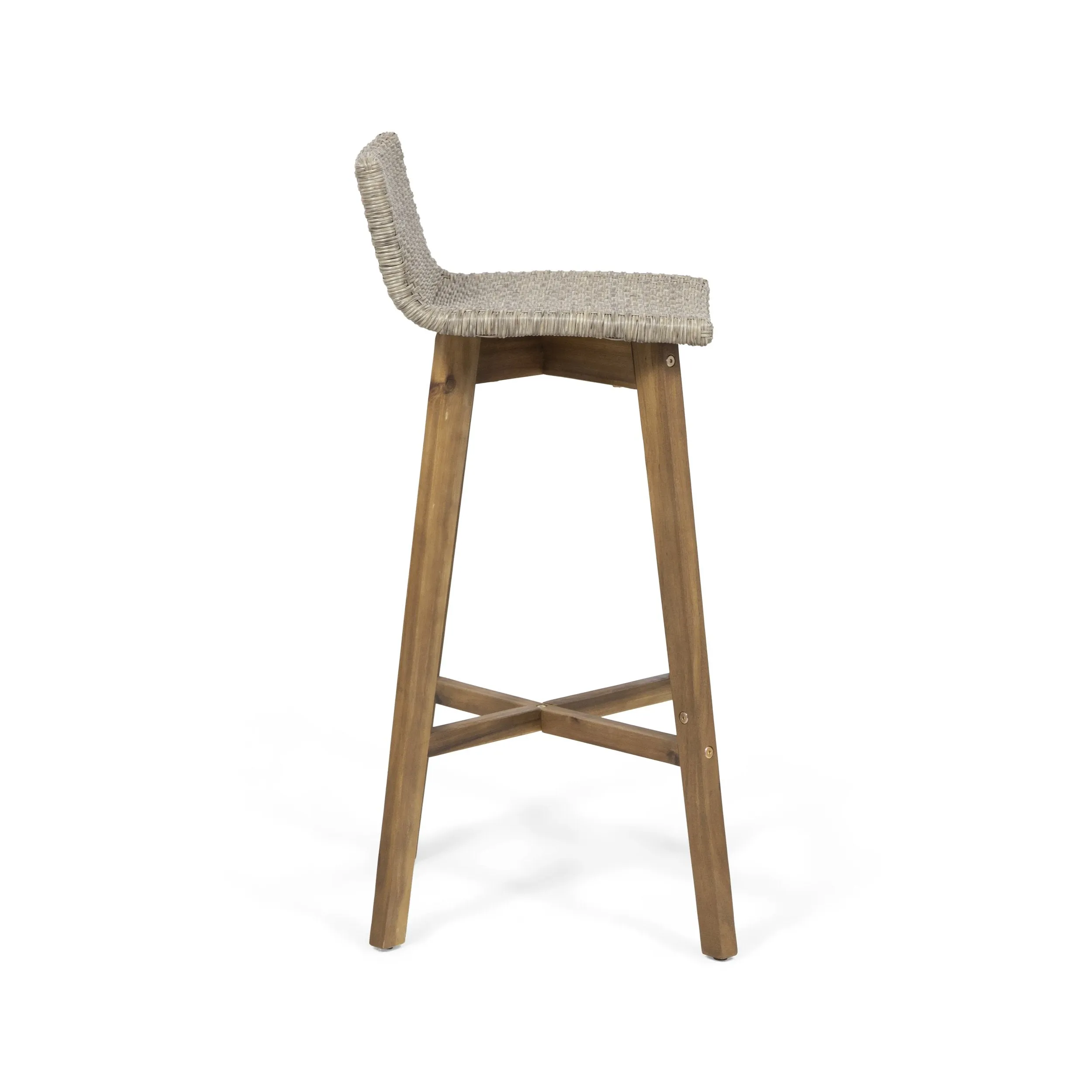 Outdoor Acacia Wood & Wicker Barstools (Set of 2) - NH910013