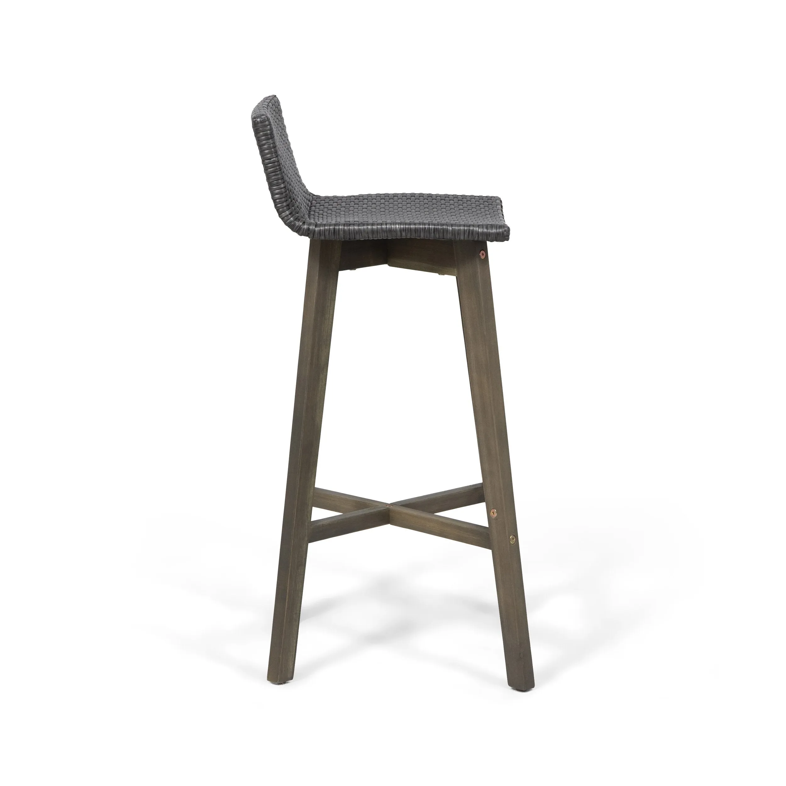 Outdoor Acacia Wood & Wicker Barstools (Set of 2) - NH910013