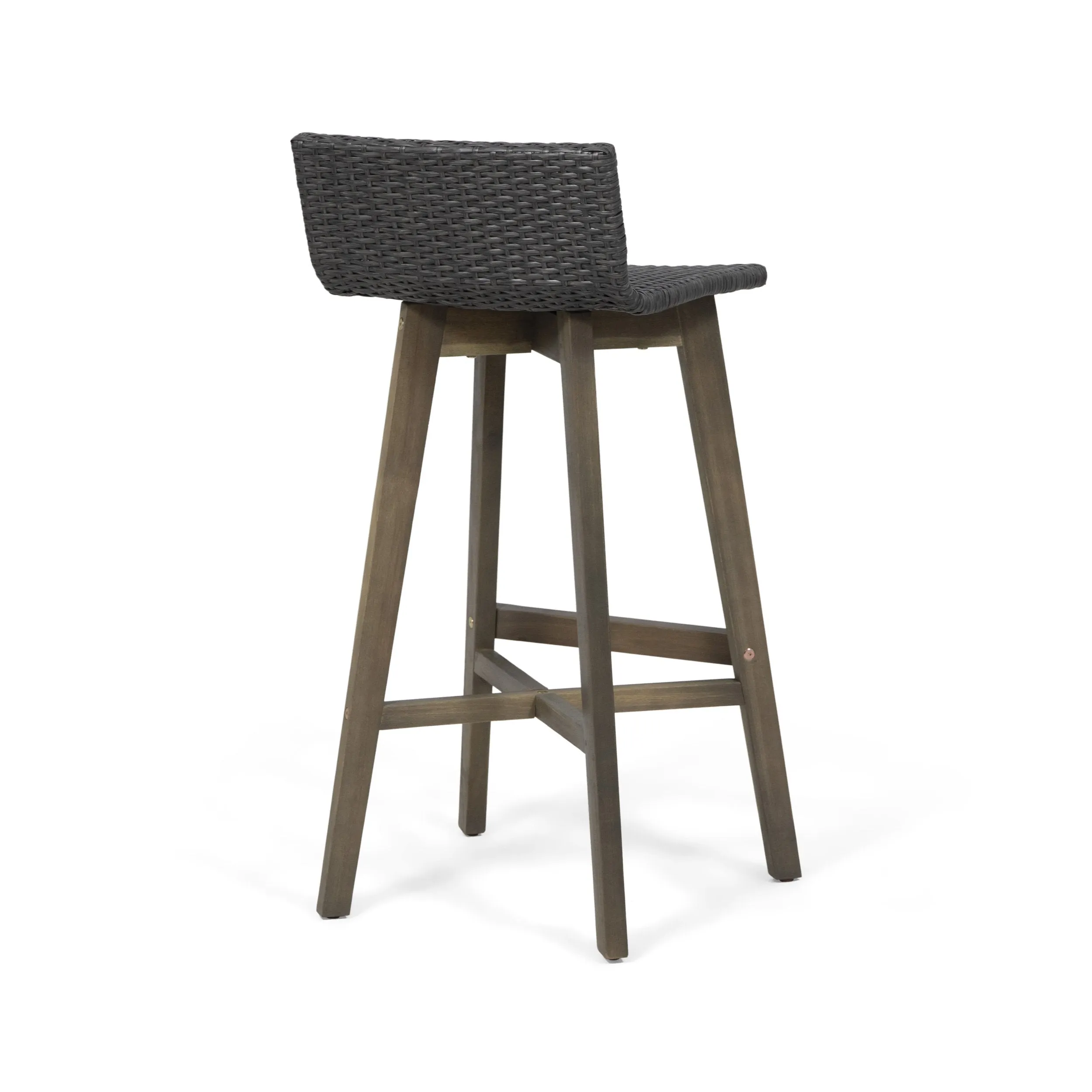 Outdoor Acacia Wood & Wicker Barstools (Set of 2) - NH910013