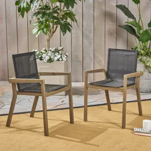 Outdoor Acacia Wood and Mesh Dining Chairs (Set of 2) - NH651503 chandelier, pendant light