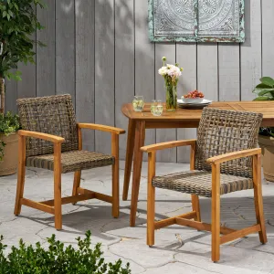 Outdoor Acacia Wood and Wicker Dining Chair (Set of 2) - NH993013 chandelier, pendant light