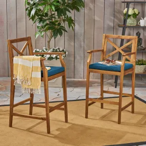 Outdoor Acacia Wood Barstool (set of 2) - NH618503 patio chairs, outdoor seating