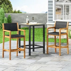 Outdoor Acacia Wood Barstools with Outdoor Mesh (Set of 2) - NH038213 patio chairs, outdoor seating
