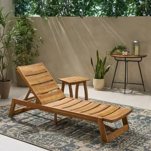 Outdoor Acacia Wood Chaise 2 Piece Lounge - NH162013 patio chairs, outdoor seating