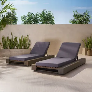 Outdoor Acacia Wood Chaise Lounge and Cushion Sets (Set of 2) - NH958903 patio chairs, outdoor seating