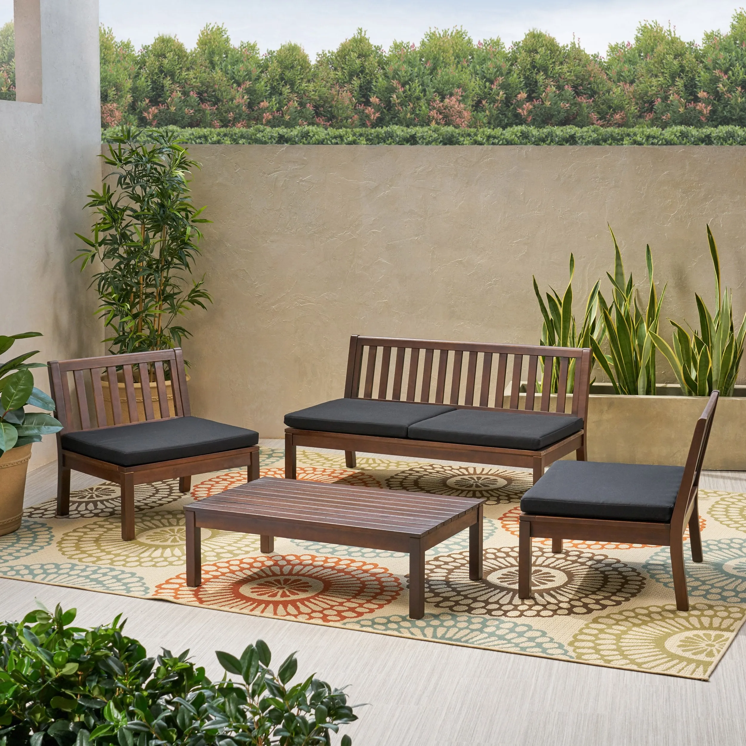 Outdoor Acacia Wood Chat Set with Coffee Table - NH409013 cushion cover, soft furnishing