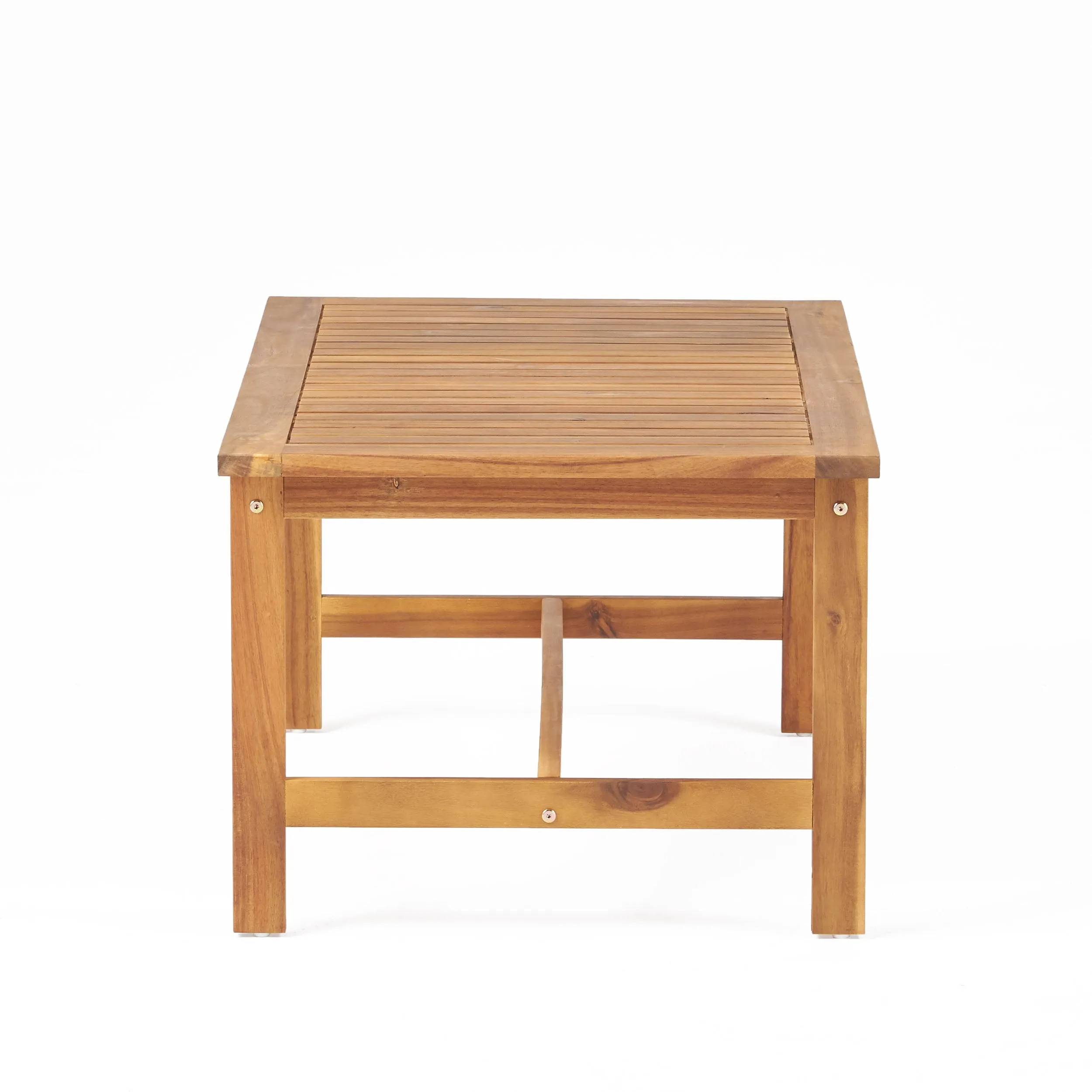 Outdoor Acacia Wood Club Chair and Coffee Table Set with Cushions