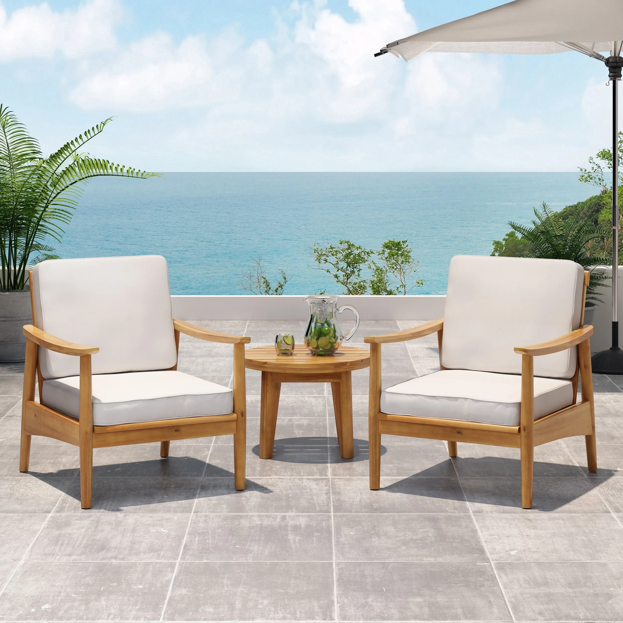 Outdoor Acacia Wood Club Chair (Set of 2) - NH346213 chandelier, pendant light