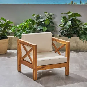 Outdoor Acacia Wood Club Chair with Cushion - NH853803 chandelier, pendant light