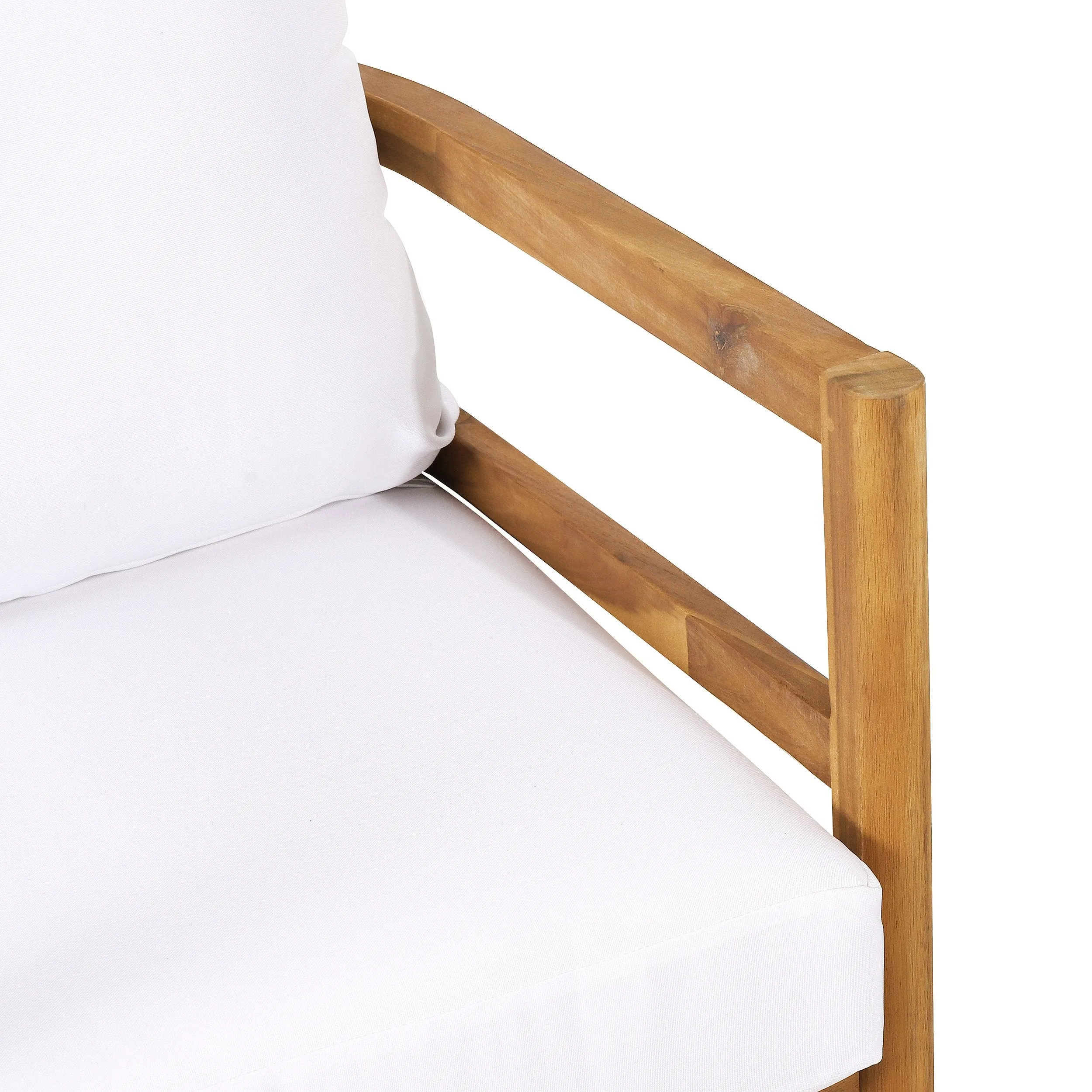 Outdoor Acacia Wood Club Chair with Cushion, Set of 2, Teak and White - NH316513