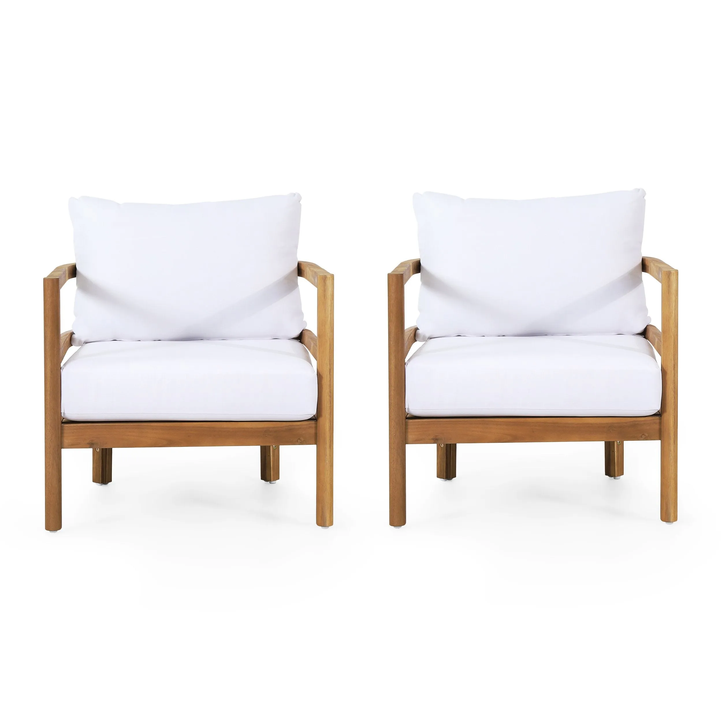 Outdoor Acacia Wood Club Chair with Cushion, Set of 2, Teak and White - NH316513 chandelier, pendant light