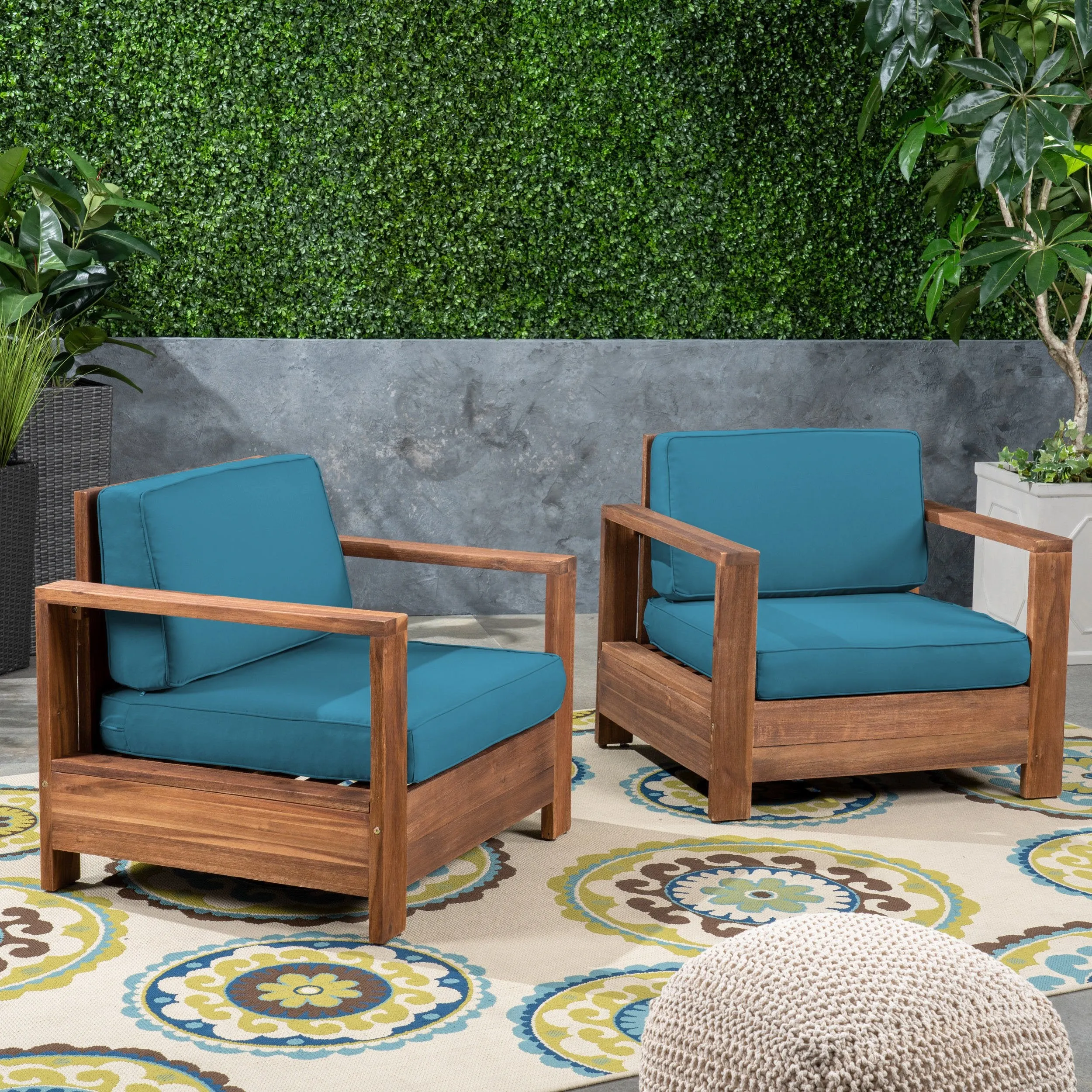 Outdoor Acacia Wood Club Chairs (Set of 2) - NH353603