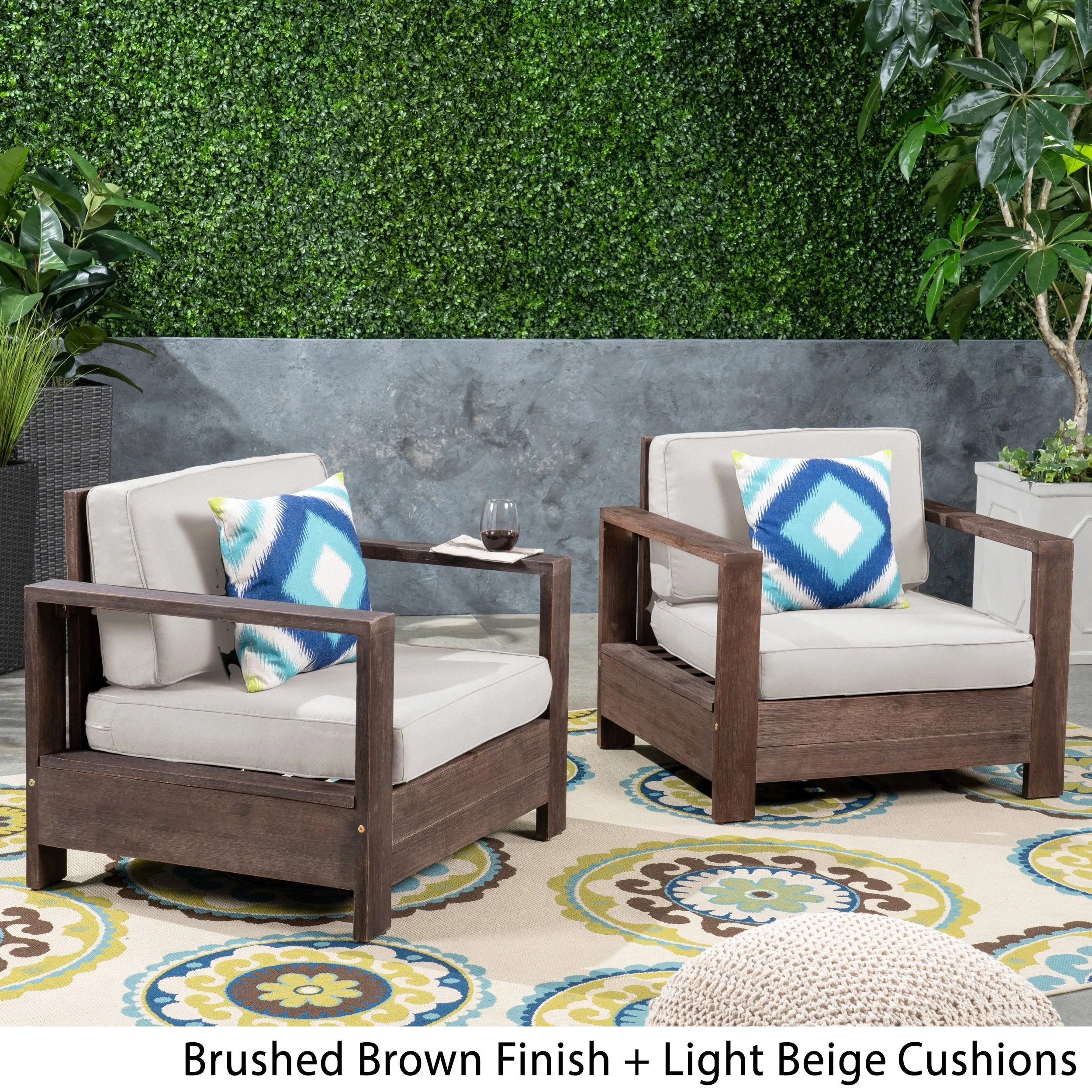 Outdoor Acacia Wood Club Chairs (Set of 2) - NH353603