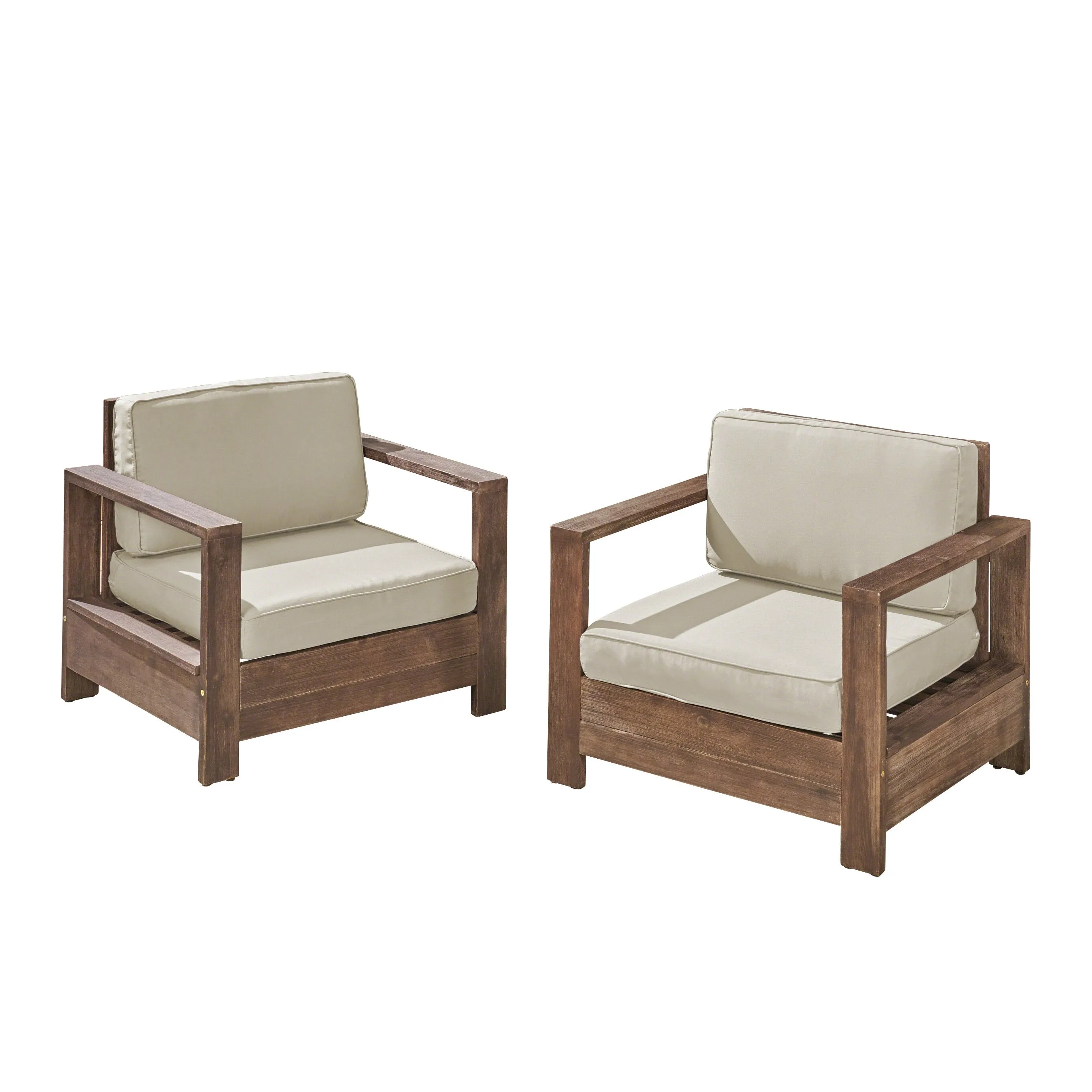 Outdoor Acacia Wood Club Chairs (Set of 2) - NH353603