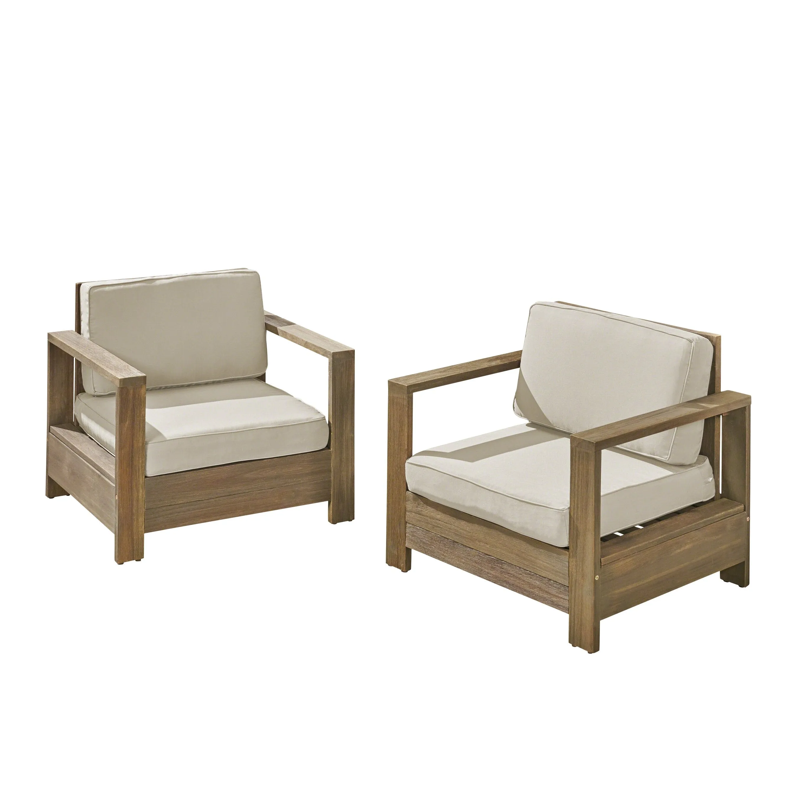 Outdoor Acacia Wood Club Chairs (Set of 2) - NH353603