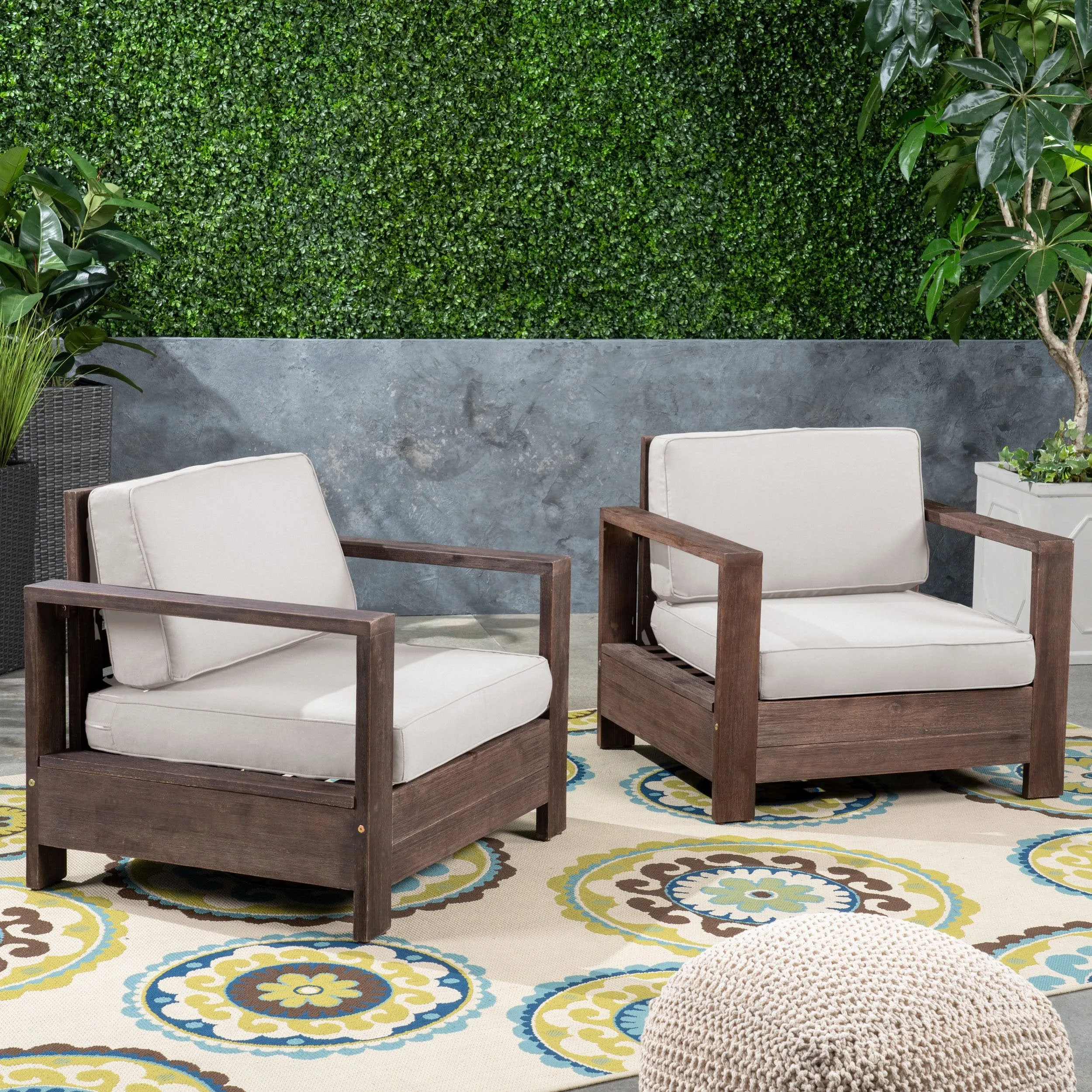 Outdoor Acacia Wood Club Chairs (Set of 2) - NH353603