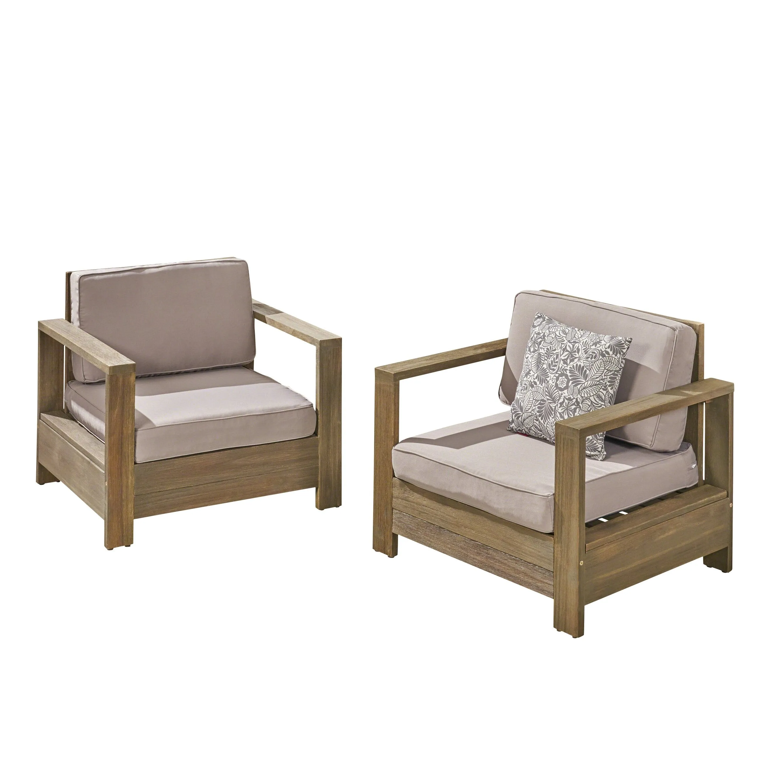 Outdoor Acacia Wood Club Chairs (Set of 2) - NH353603