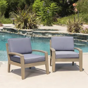 Outdoor Acacia Wood Club Chairs w/ Water Resistant Cushions - NH221103 chandelier, pendant light