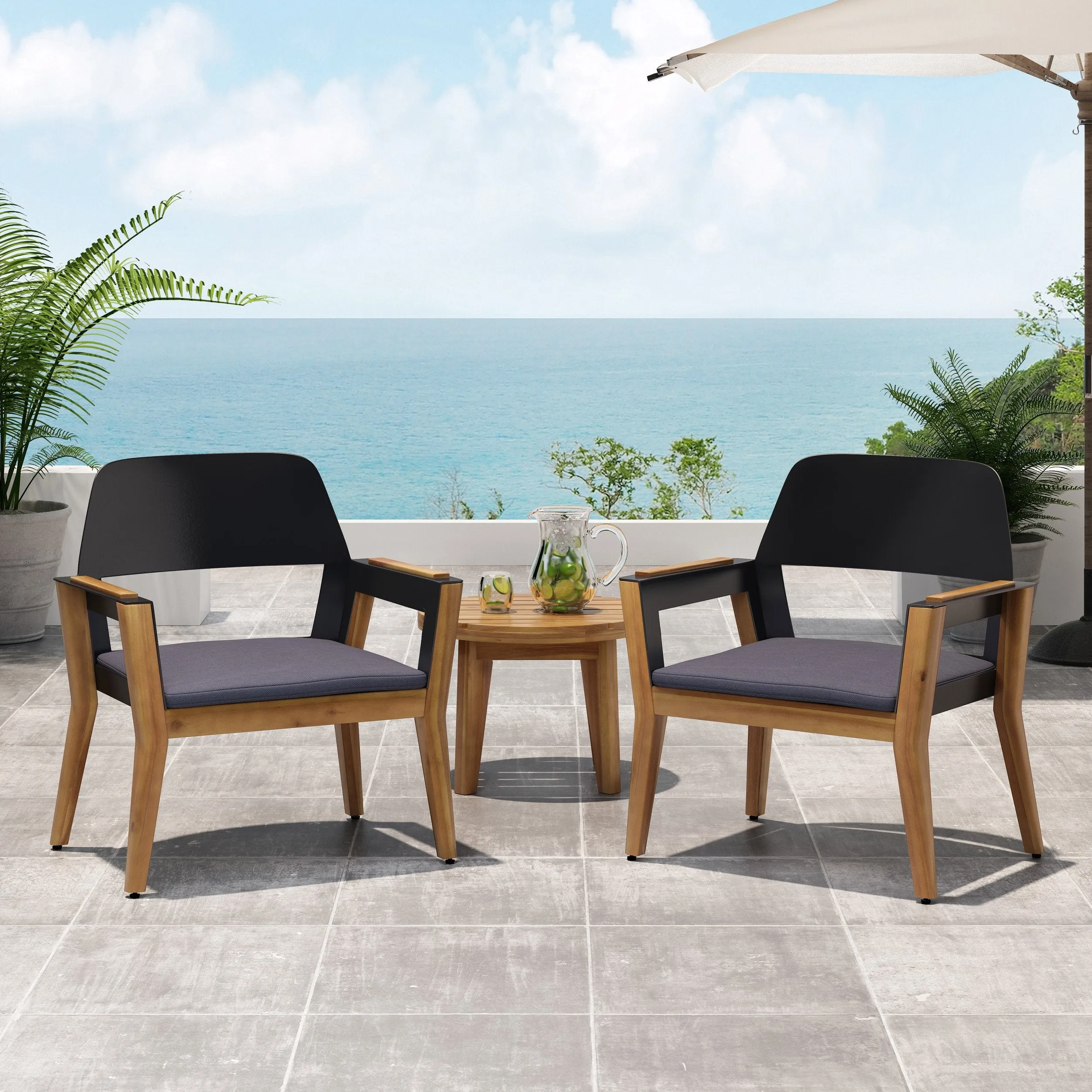 Outdoor Acacia Wood Club Chairs with Cushion (Set of 2) - NH858213 chandelier, pendant light