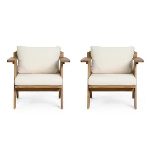 Outdoor Acacia Wood Club Chairs with Cushions (Set 2) - NH079313 chandelier, pendant light