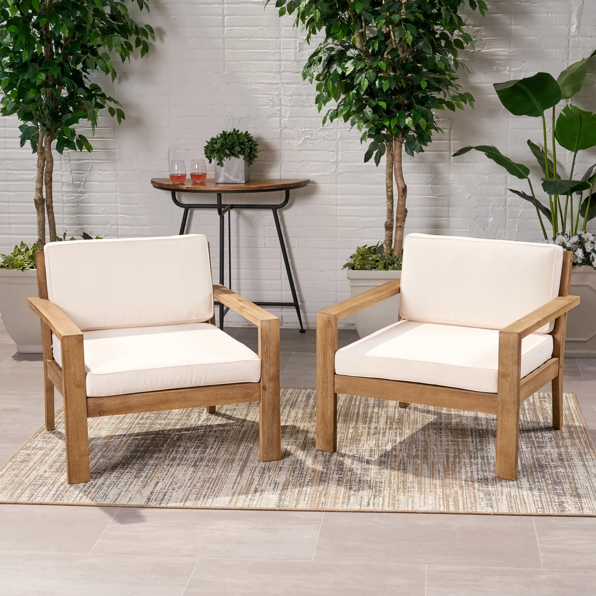 Outdoor Acacia Wood Club Chairs with Cushions (Set of 2) - NH560013 chandelier, pendant light